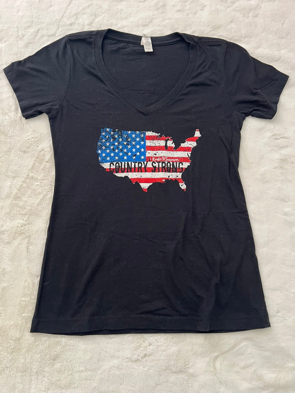 Ideal Next Level USA Flag Graphic T Shirt Size S Black Short Sleeve Womens